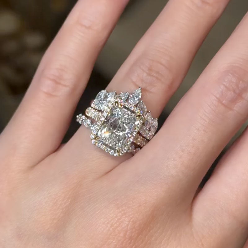 Contrast Gold Radiant Diamond Set (3.5ct) - Engagement & Wedding
