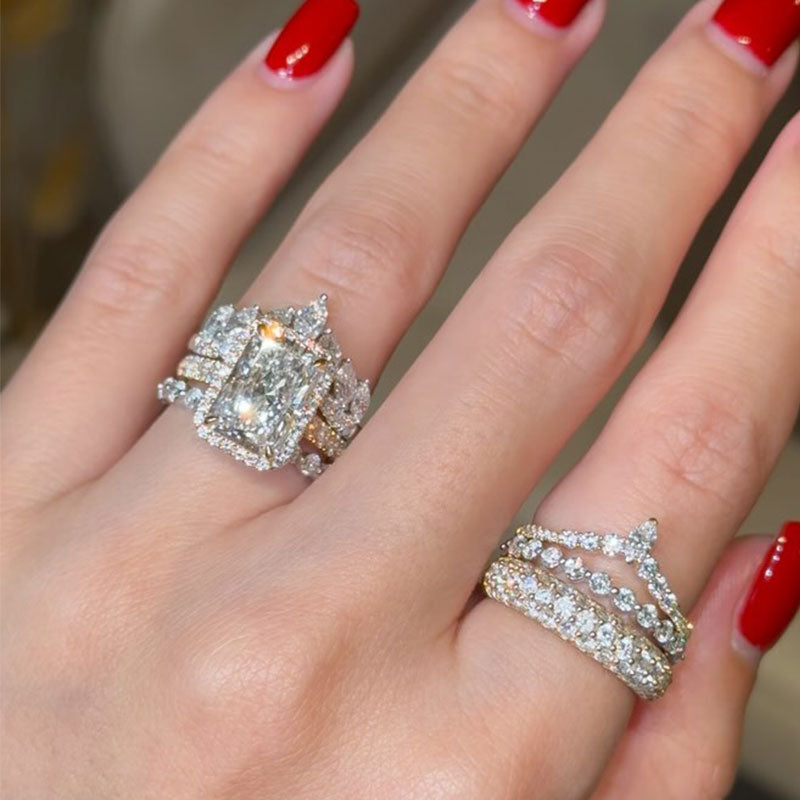Contrast Gold Radiant Diamond Set (3.5ct) - Engagement & Wedding