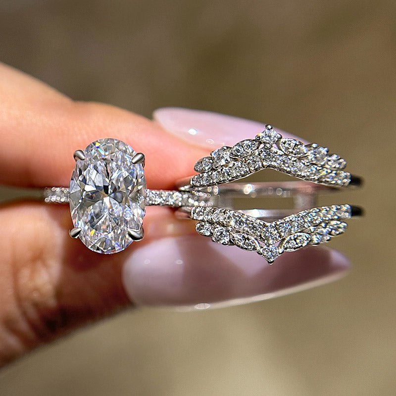 4.0Ct Oval Cut Diamond Interchangeable Wedding Set