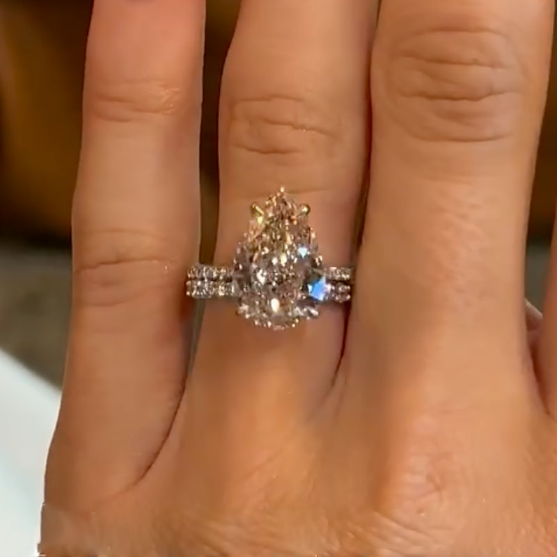 4.5Ct Pear Cut Wedding Set with Open Band 925 Silver