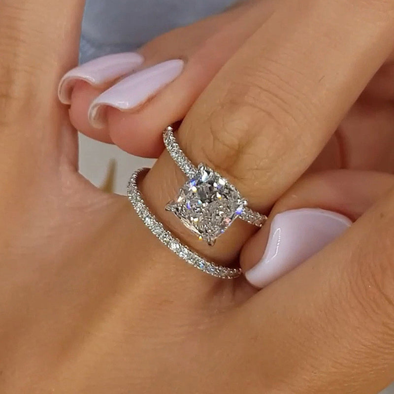 3.0 Carat Sona Simulated Diamond Cushion Cut Wedding Band