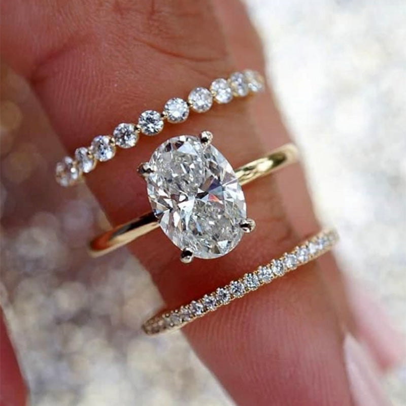 925 Sterling Silver Oval Cut Sona Simulated Diamond Wedding Band