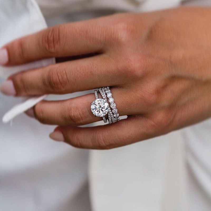 925 Silver White Gold Plated 2ct Round Diamond Ring