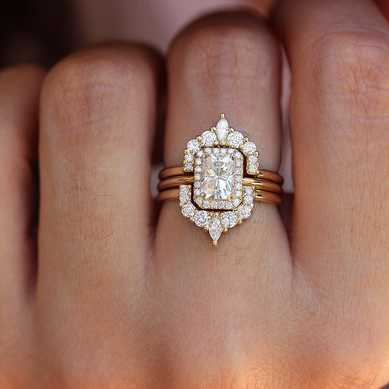 Radiant Cut 3PC Wedding Set - Yellow Gold Plated
