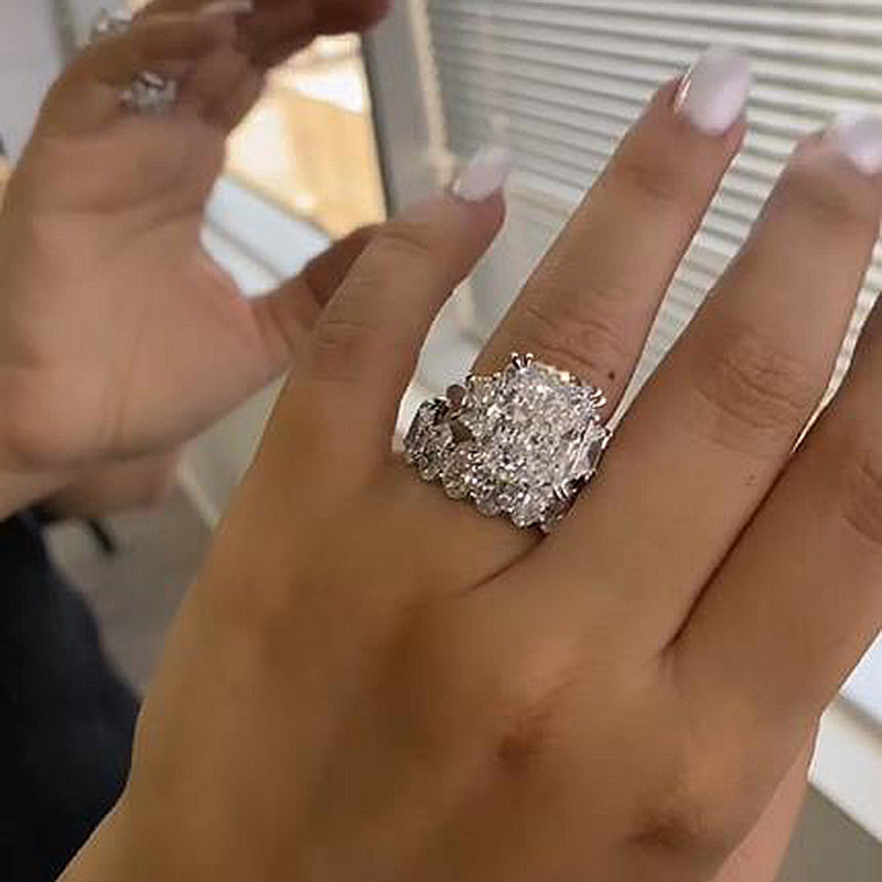 9.0ct Radiant Cut Diamond Bridal Set - Dual Gold Plated