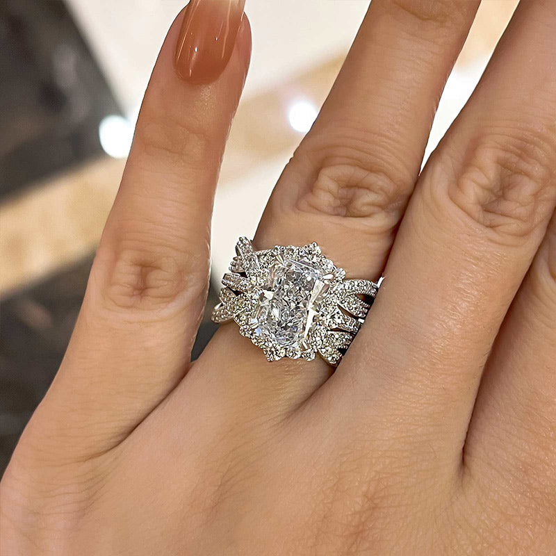 3ct Radiant Sona Diamond Wedding Band | 18K Gold Plated
