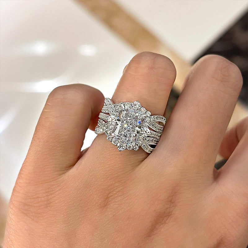 3ct Radiant Sona Diamond Wedding Band | 18K Gold Plated