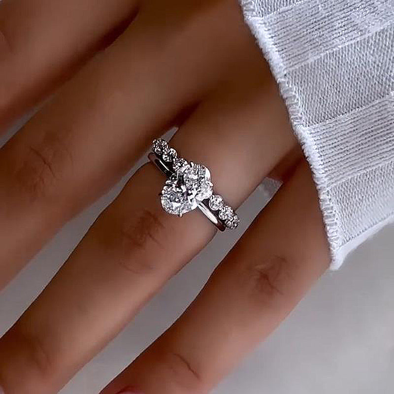 3.5ct Oval Sona Diamond Wedding Set | White Gold