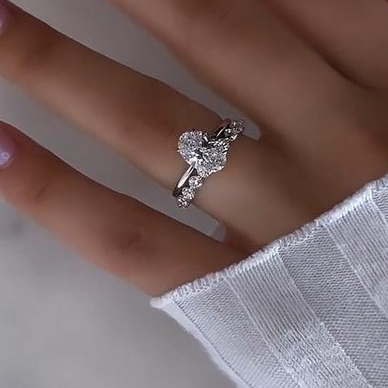 3.5ct Oval Sona Diamond Wedding Set | White Gold