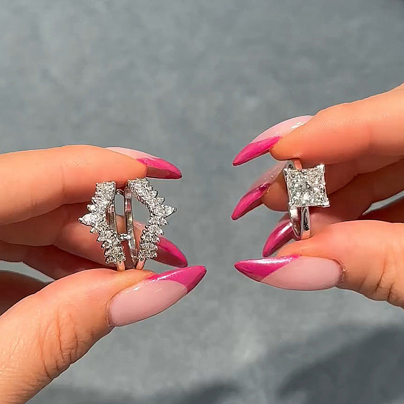 Vintage Princess Cut Ring Set for Women