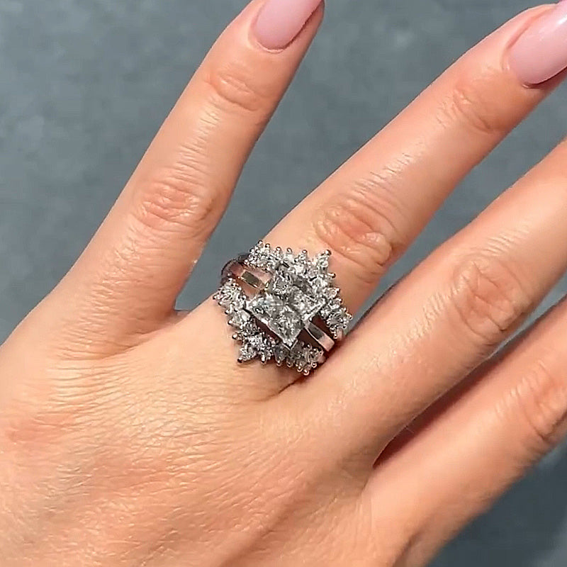 Vintage Princess Cut Ring Set for Women