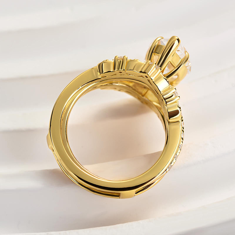 3.5ct Marquise Cut Diamond Ring Set - Dual Gold Plated