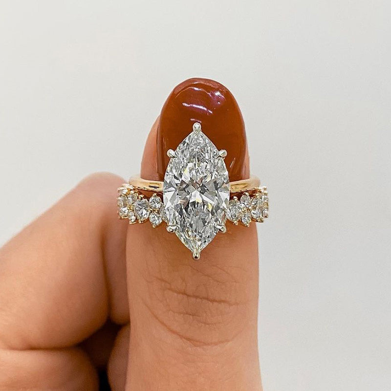 4ct Marquise Sona Diamond Ring | Gold Plated | Aurogem