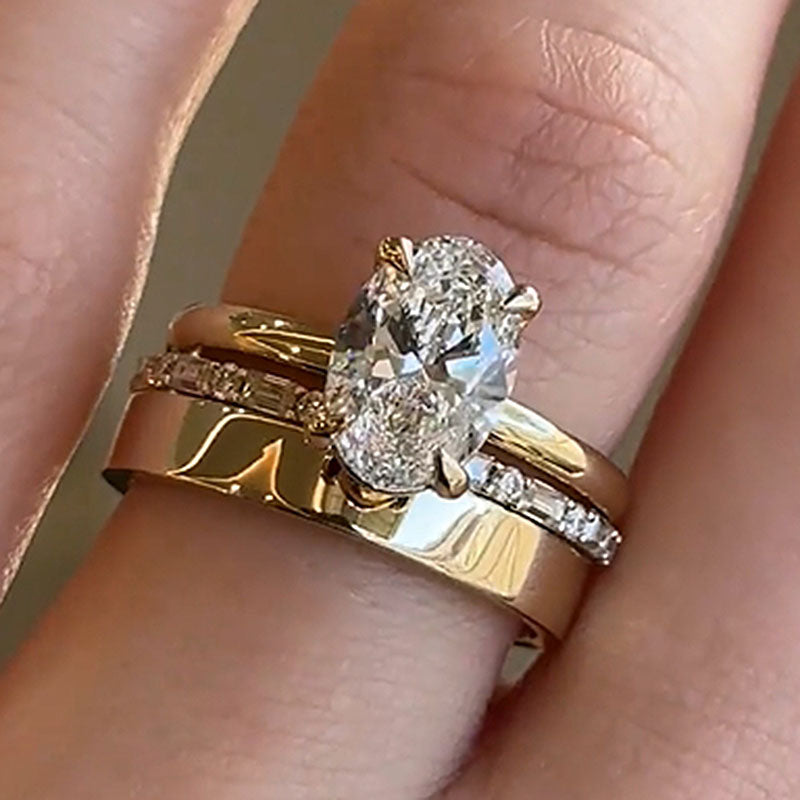 4.0Ct Oval Cut Diamond Eternity Band Set