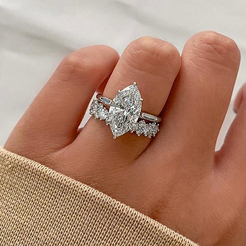 4ct Marquise Sona Diamond Ring | Gold Plated | Aurogem