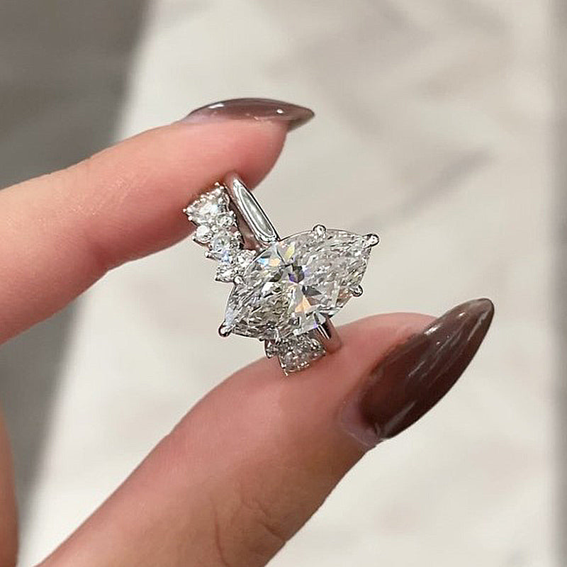 4ct Marquise Sona Diamond Ring | Gold Plated | Aurogem