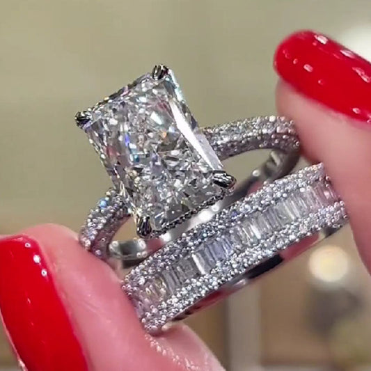 6ct Radiant Simulated Diamond Ring | Gold Plated | Aurogem