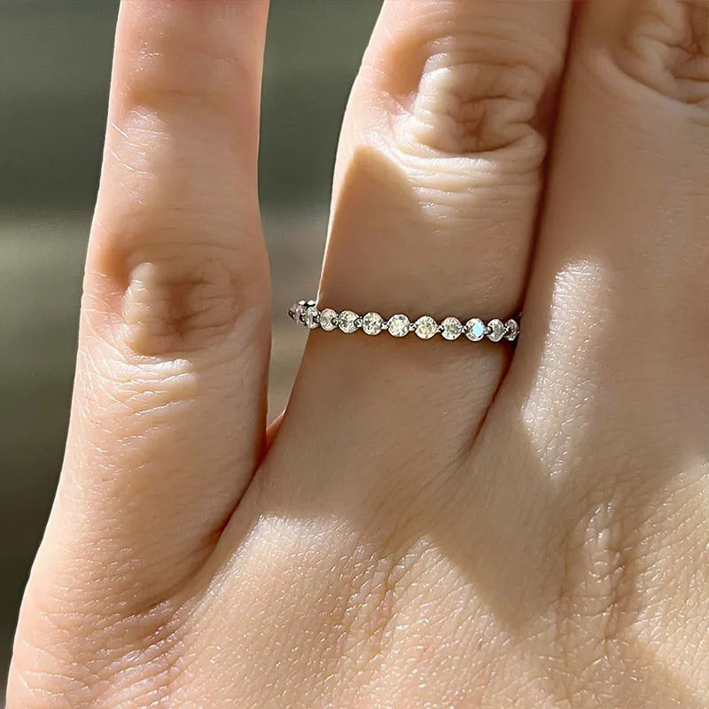 925 Silver Tri-Gold Plated Eternity Band with 1.0ct Simulated Diamonds