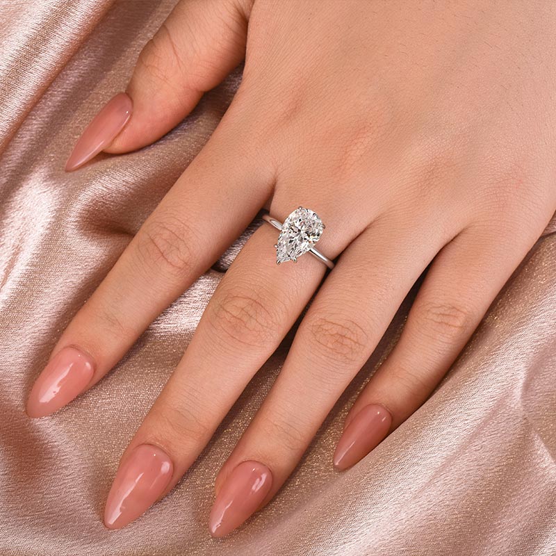 4.0CT Pear Moissanite Ring – 925 Silver 18K Gold Plated