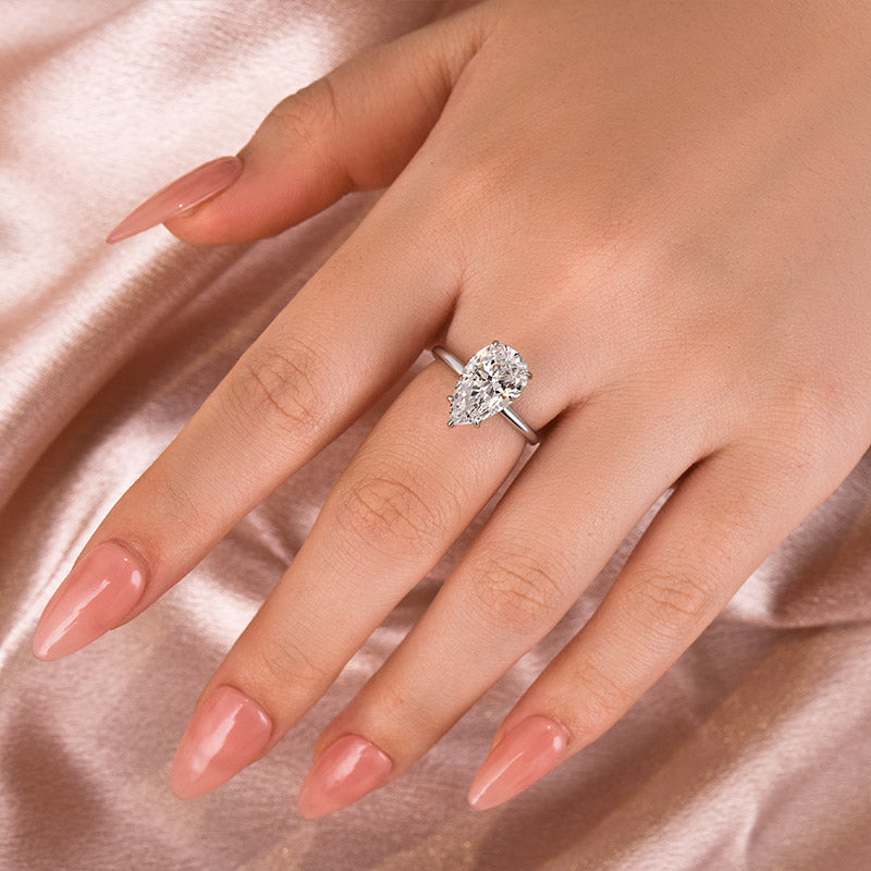 4.0CT Pear Moissanite Ring – 925 Silver 18K Gold Plated