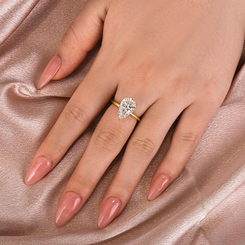 4.0CT Pear Moissanite Ring – 925 Silver 18K Gold Plated