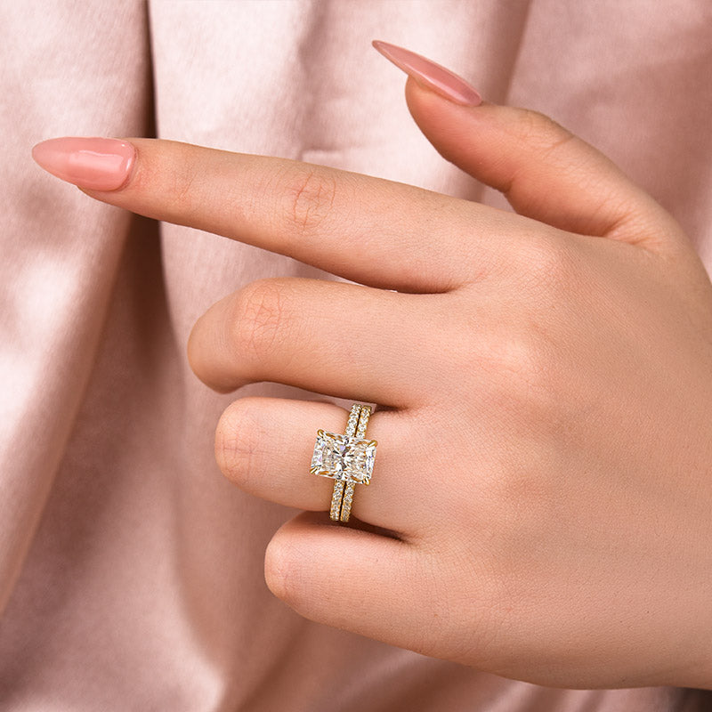 3.5Ct Radiant Cut Moissanite Ring - White/Yellow/Rose Gold Plated