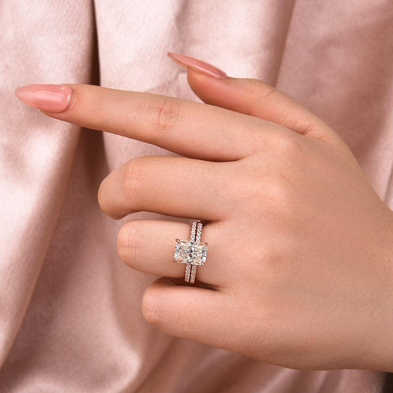 3.5Ct Radiant Cut Moissanite Ring - White/Yellow/Rose Gold Plated