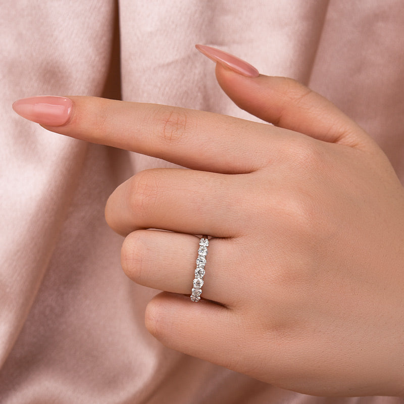 0.7Ct Round Cut Moissanite Ring - White Gold Plated