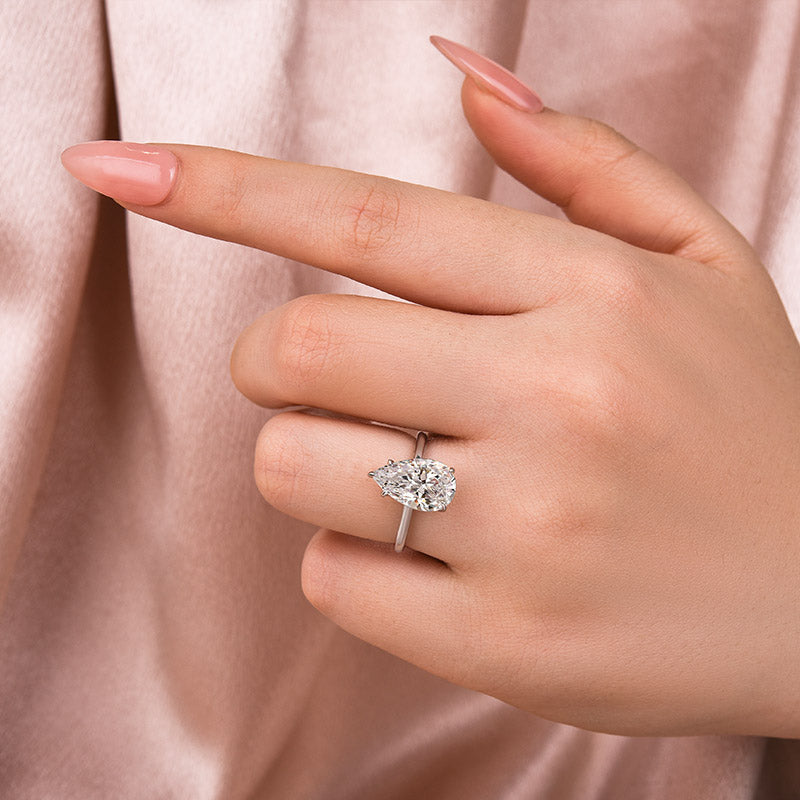4.0CT Pear Moissanite Ring – 925 Silver 18K Gold Plated