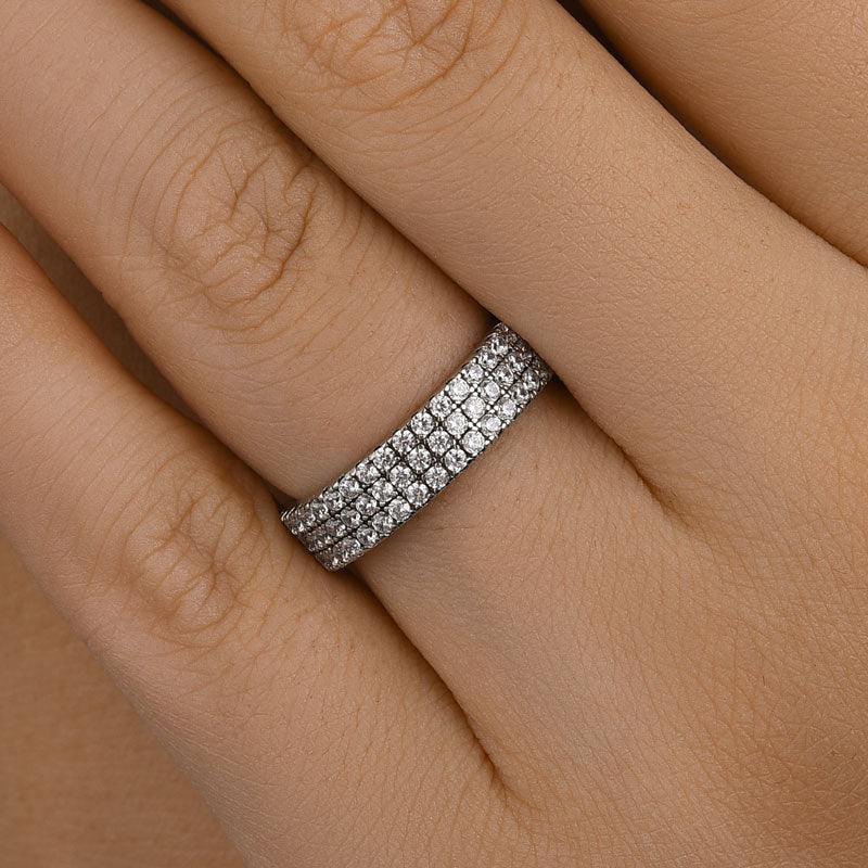1.5Ct Pave Eternity Band - Sterling Silver White Gold Plated