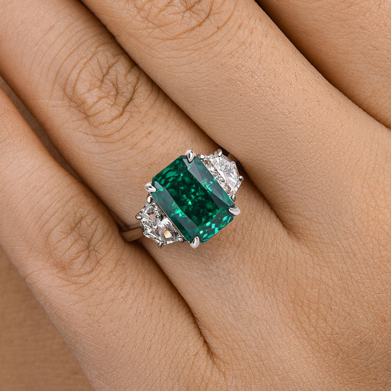 5.0Ct Radiant Cut Paraiba Tourmaline Three-Stone Ring