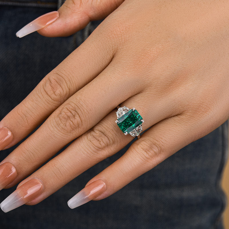 5.0Ct Radiant Cut Paraiba Tourmaline Three-Stone Ring
