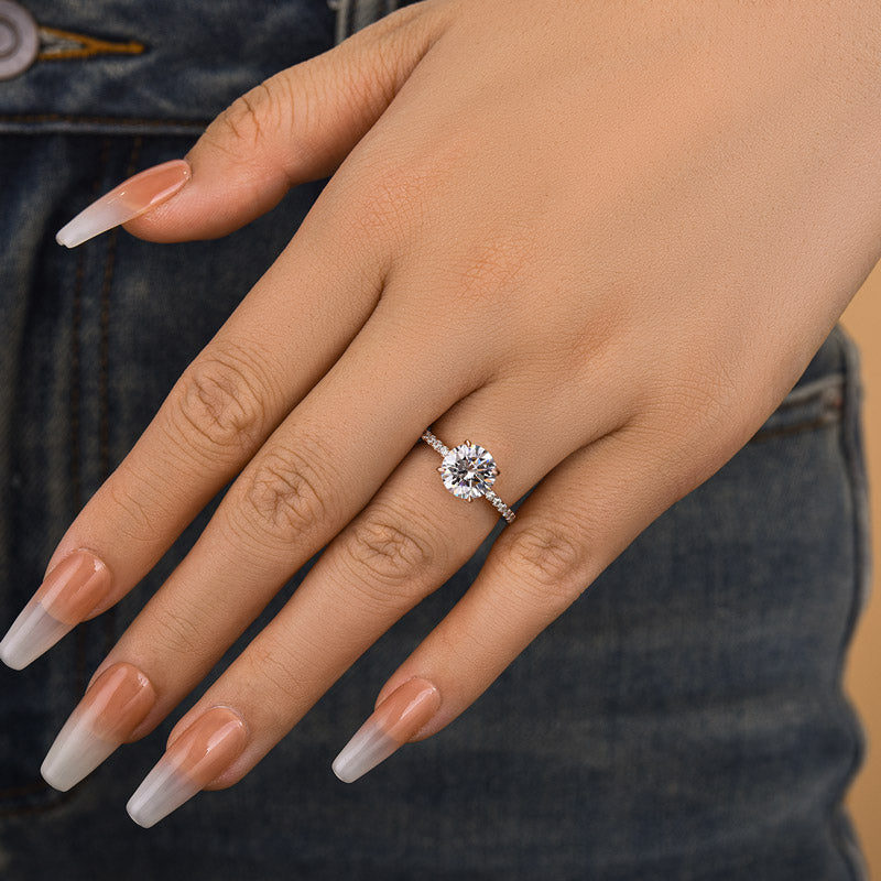 Classic Round Cut Solitaire Engagement Ring Sterling Silver