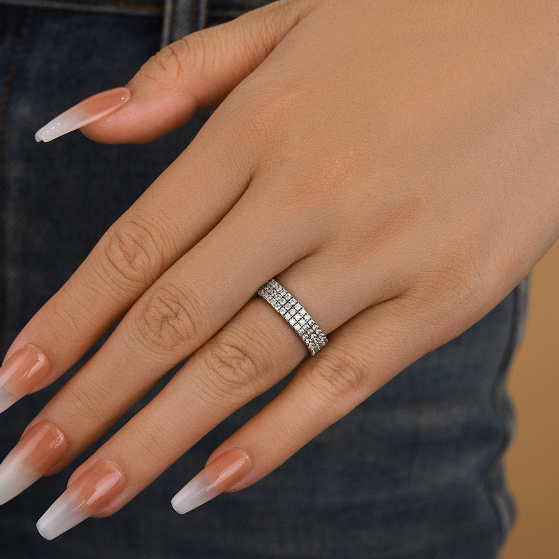 1.5Ct Pave Eternity Band - Sterling Silver White Gold Plated