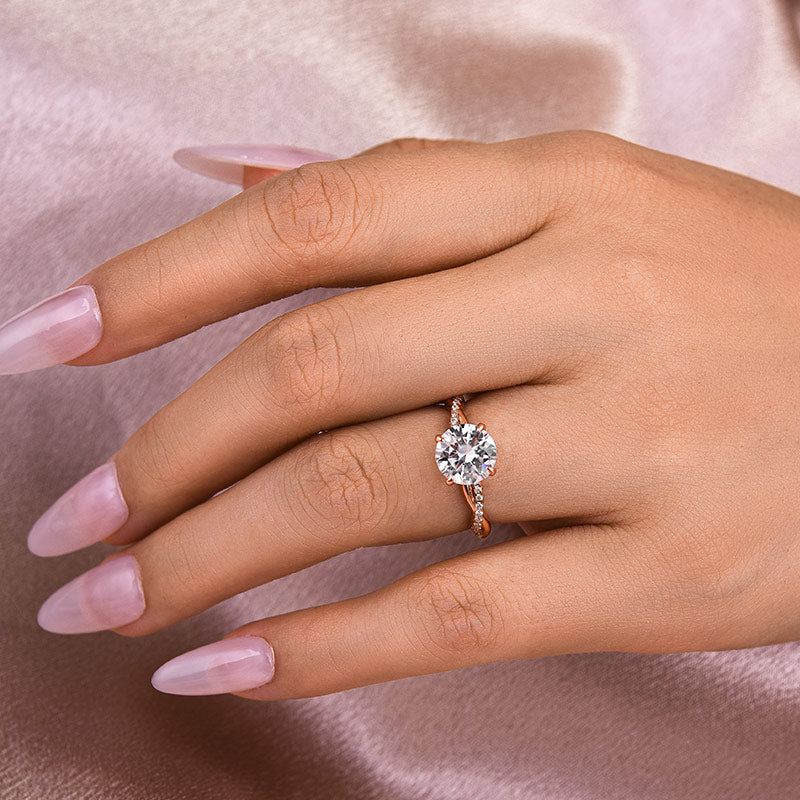2.0ct Twisted Round Cut Ring - Tri-Gold Options