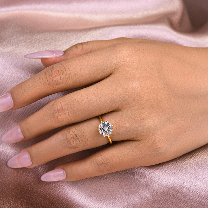 2.0Ct Moissanite Round Cut Ring | 925 Sterling Silver Plated White/Yellow Gold