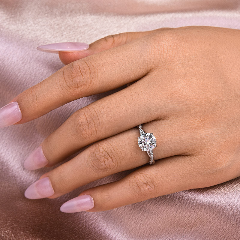 2.0ct Twisted Round Cut Ring - Tri-Gold Options