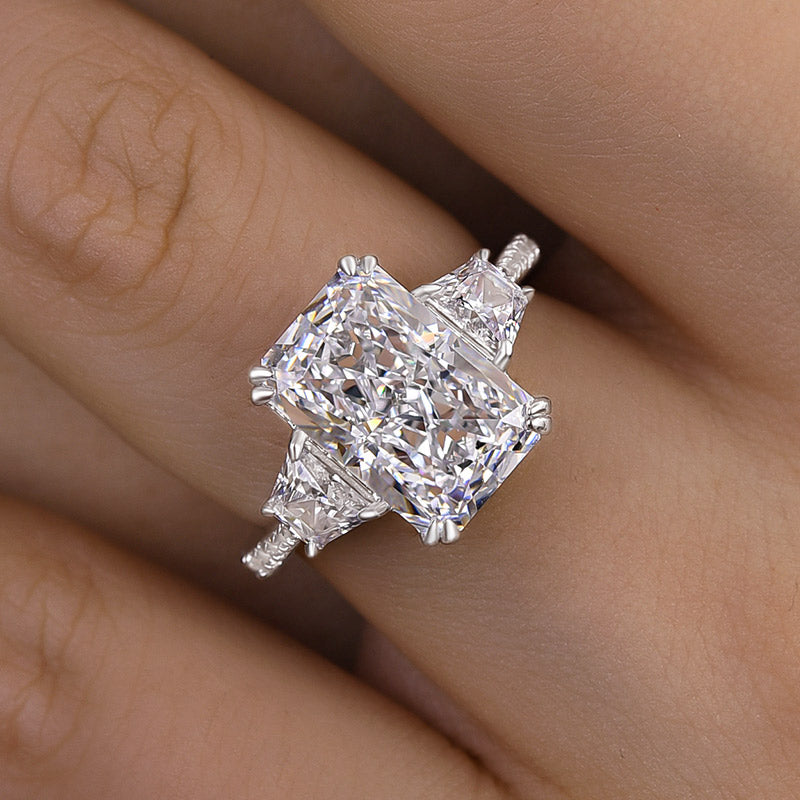 Gorgeous 6.5Ct Radiant Cut Three Stone Engagement Ring