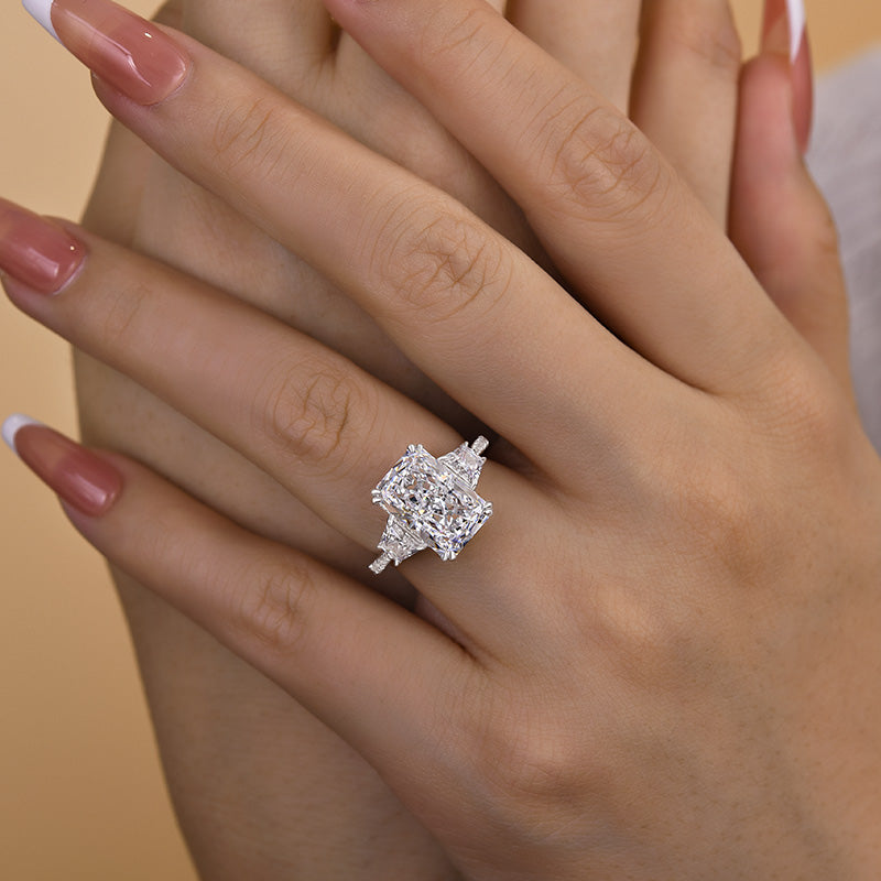 Gorgeous 6.5Ct Radiant Cut Three Stone Engagement Ring