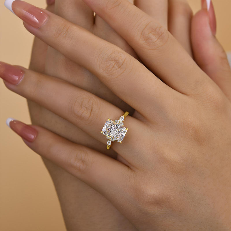 3.5 Carat Radiant Cut Diamond Marquise Halo Ring