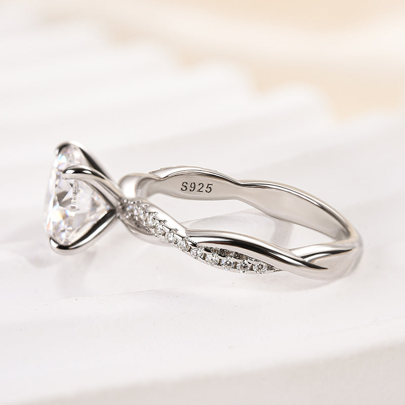 2.0ct Twisted Round Cut Ring - Tri-Gold Options