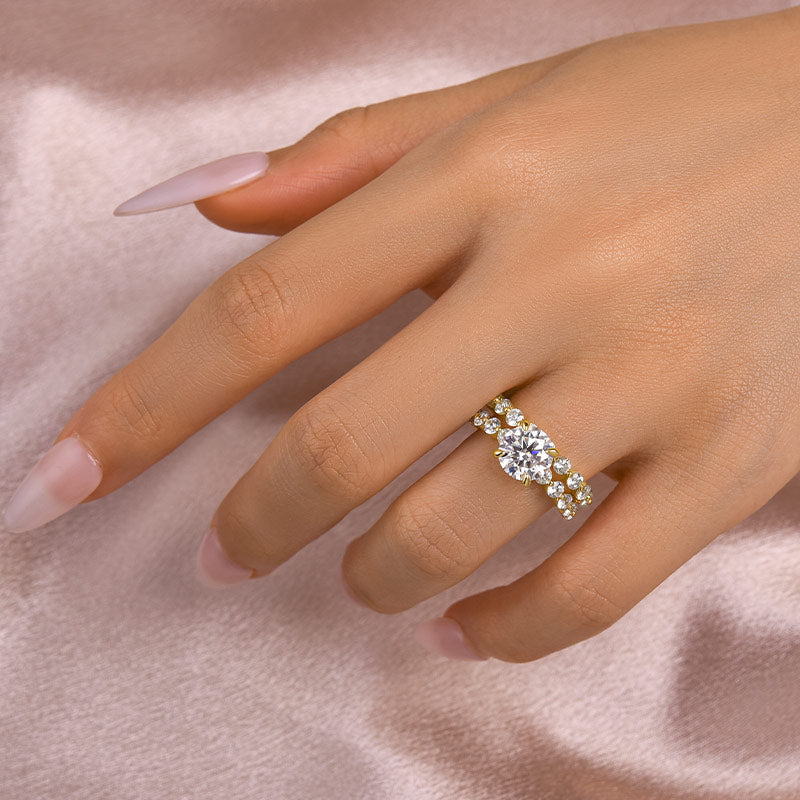 2.0Ct Moissanite Ring with 1.5Ct Side Stones - White/Yellow Gold