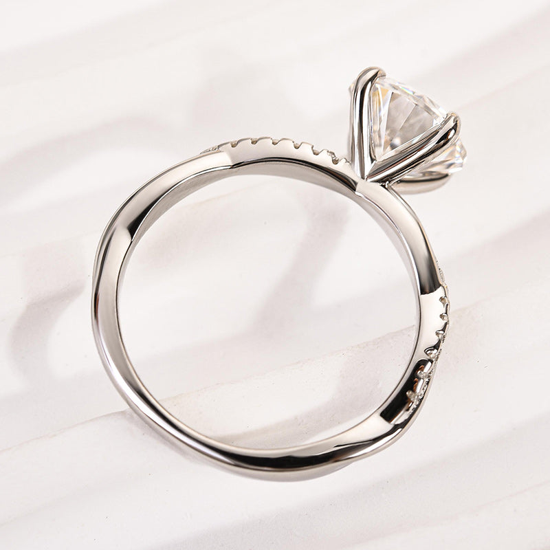 2.0ct Twisted Round Cut Ring - Tri-Gold Options