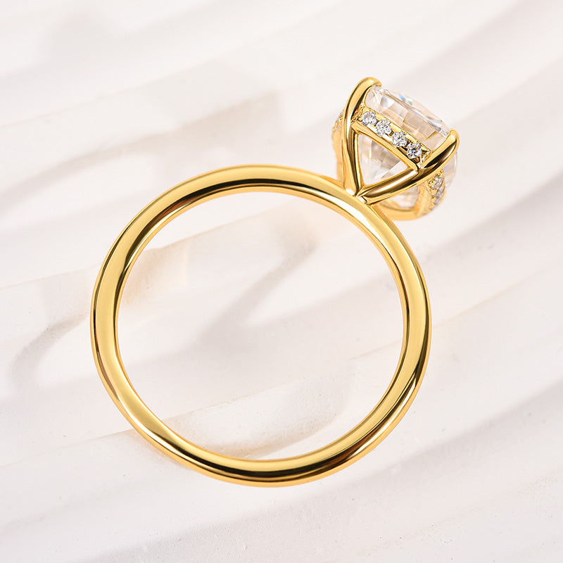 4Ct Cushion Moissanite Ring - 4-Prong Gold