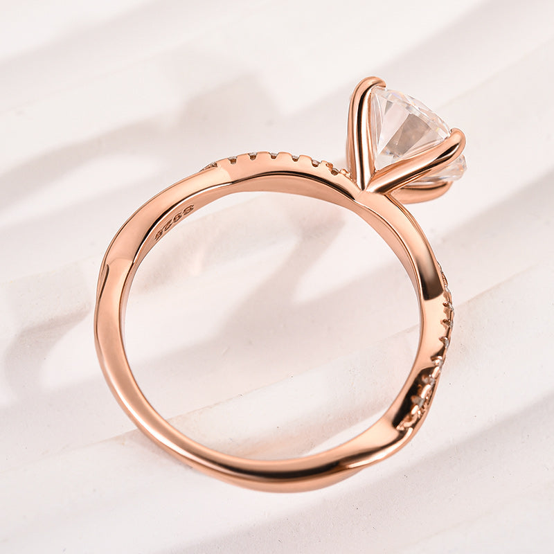 2.0ct Twisted Round Cut Ring - Tri-Gold Options
