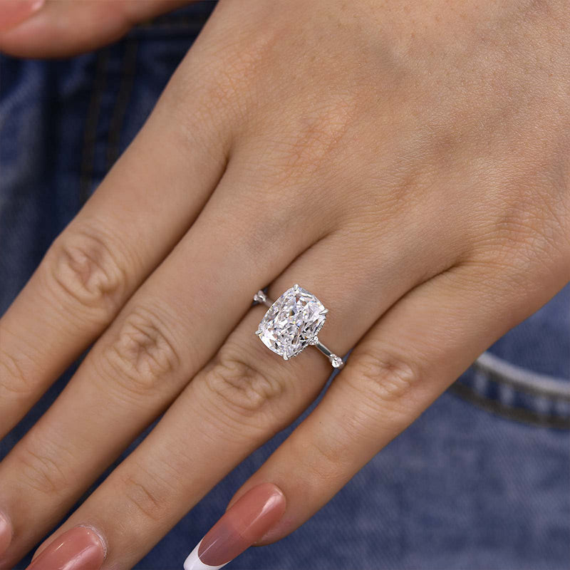 4.5 Carat Cushion-Cut Simulated Diamond Engagement Ring
