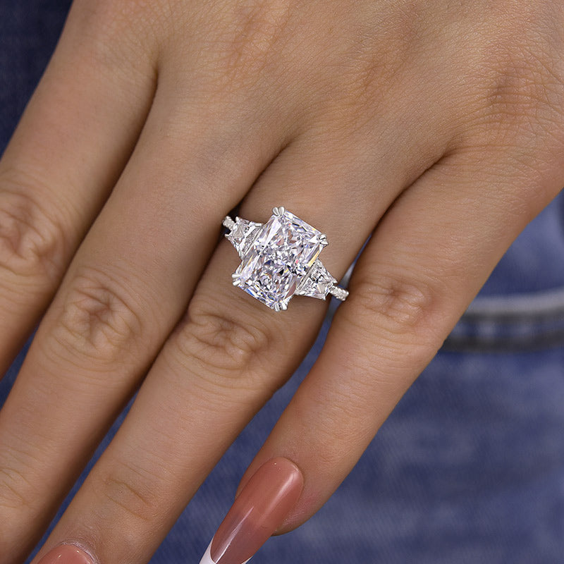 Gorgeous 6.5Ct Radiant Cut Three Stone Engagement Ring