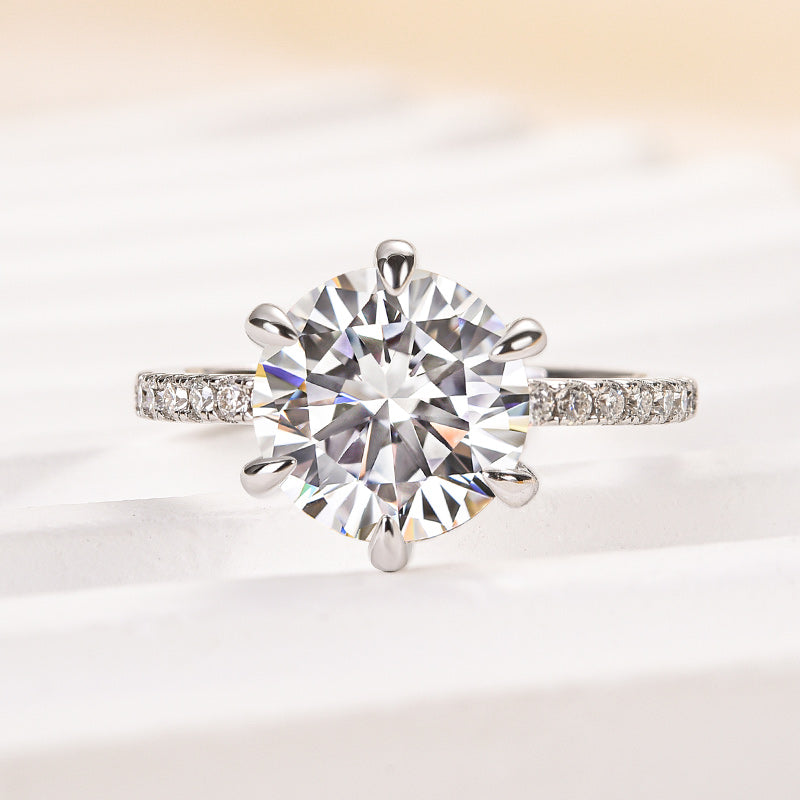 3.0ct Round Moissanite Ring - 925 Silver White/Yellow Gold Plated