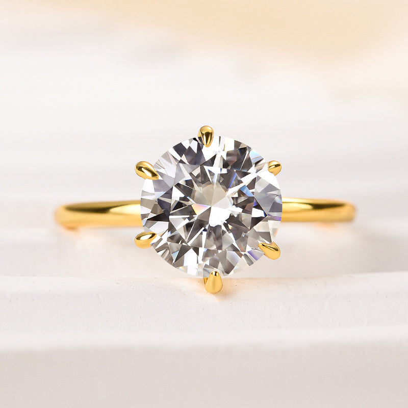 2.0Ct Moissanite Round Cut Ring | 925 Sterling Silver Plated White/Yellow Gold