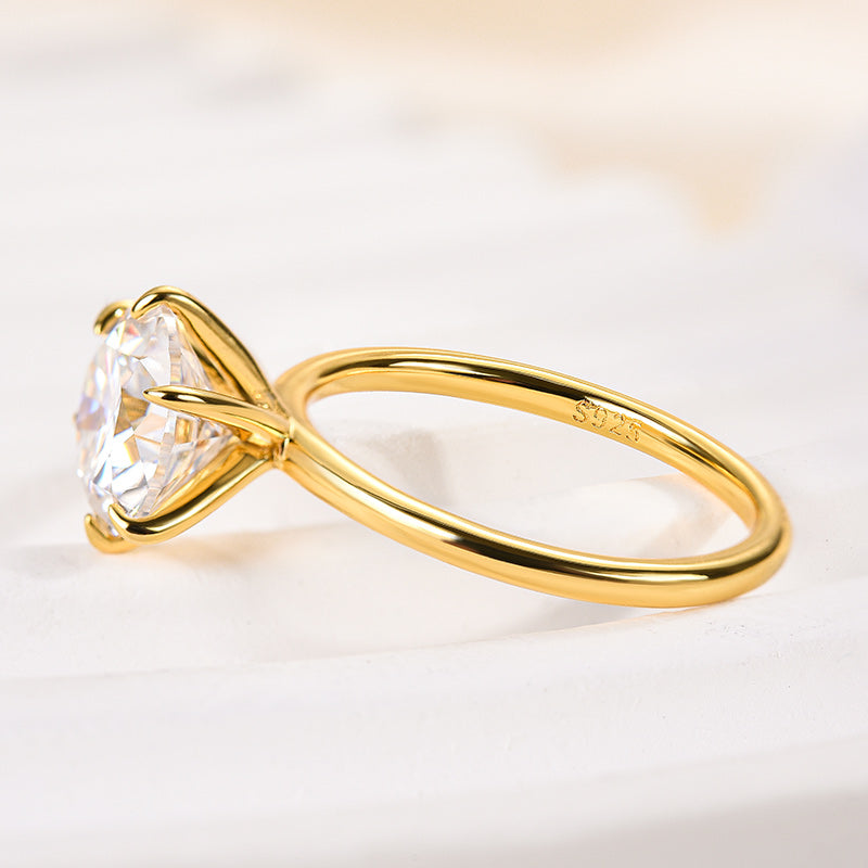 2.0Ct Moissanite Round Cut Ring | 925 Sterling Silver Plated White/Yellow Gold